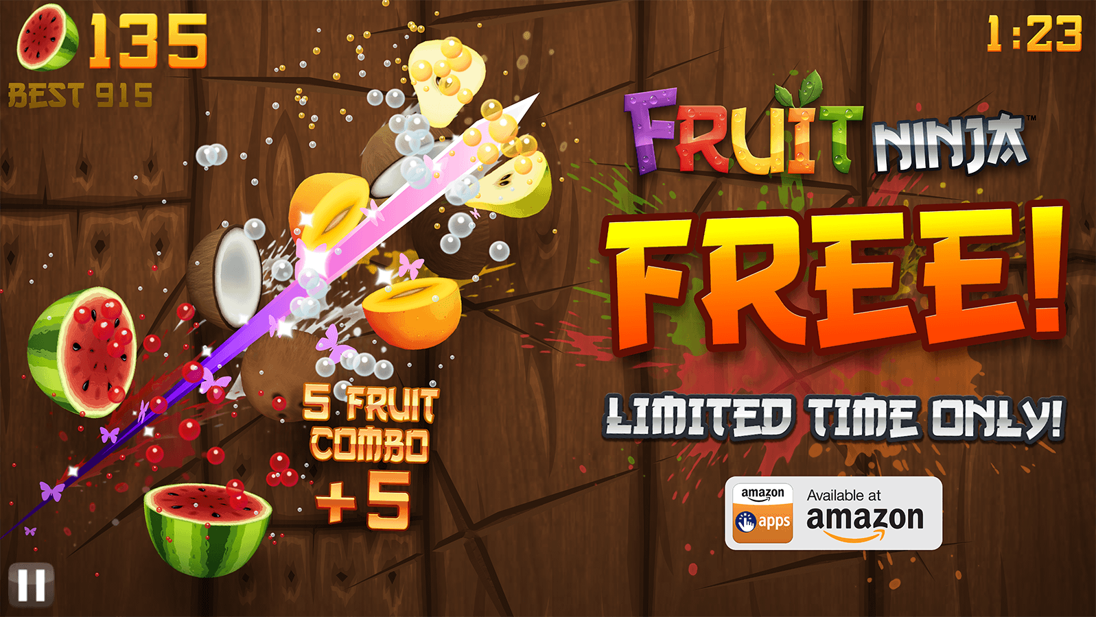 Fruit Ninja FREE on Amazon Appstore ONE DAY ONLY Halfbrick Studios Fruit Ninja FREE on Amazon Appstore ONE DAY ONLY Halfbrick Studios